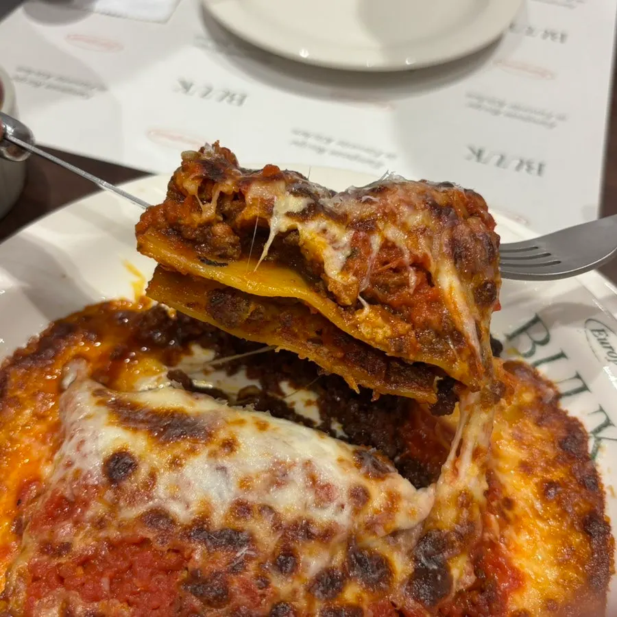 Lasagna with cheese and meat filling