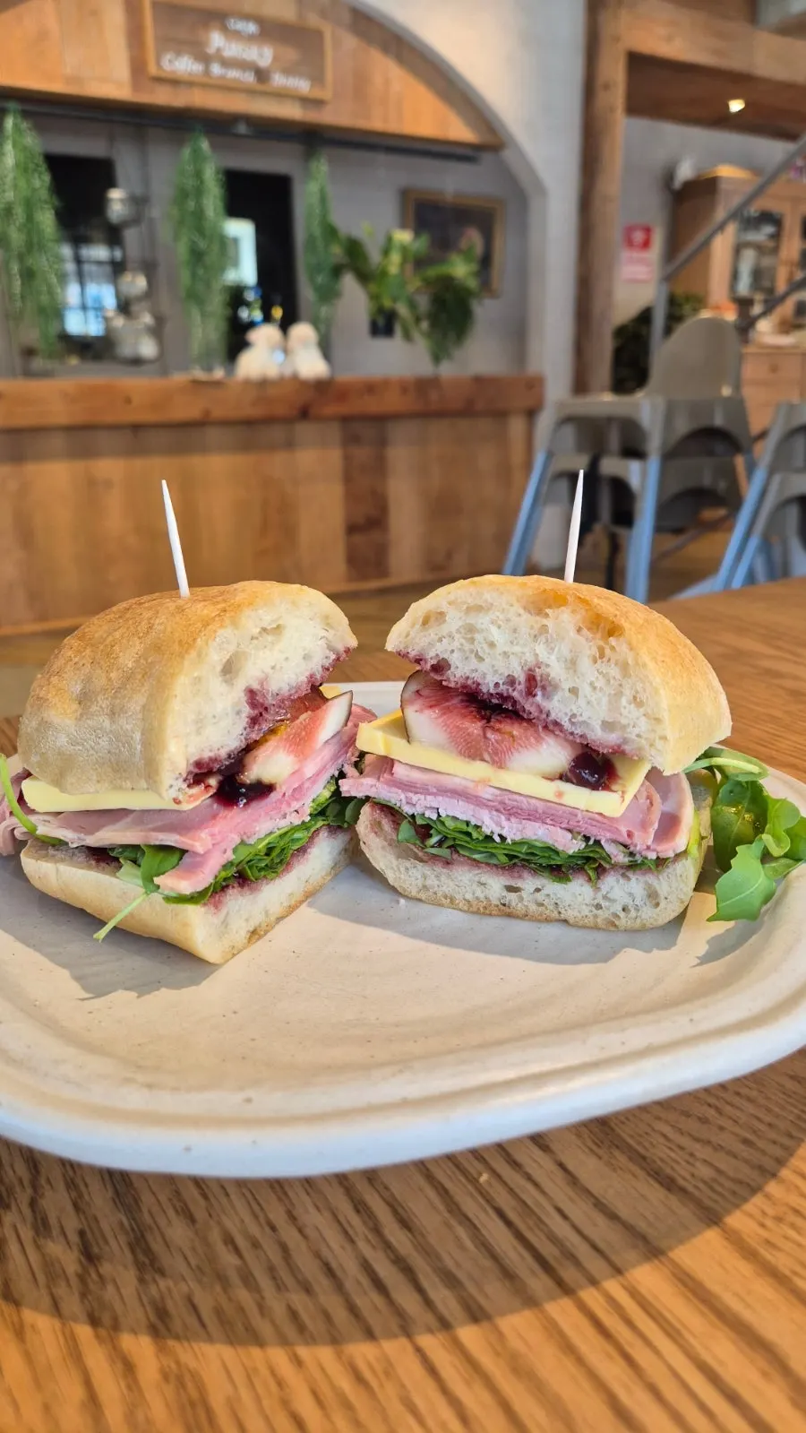 Burrata mortadella ham sandwich