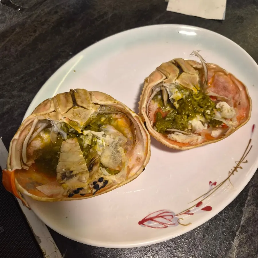 Crab leg meat prepped for easy eating
