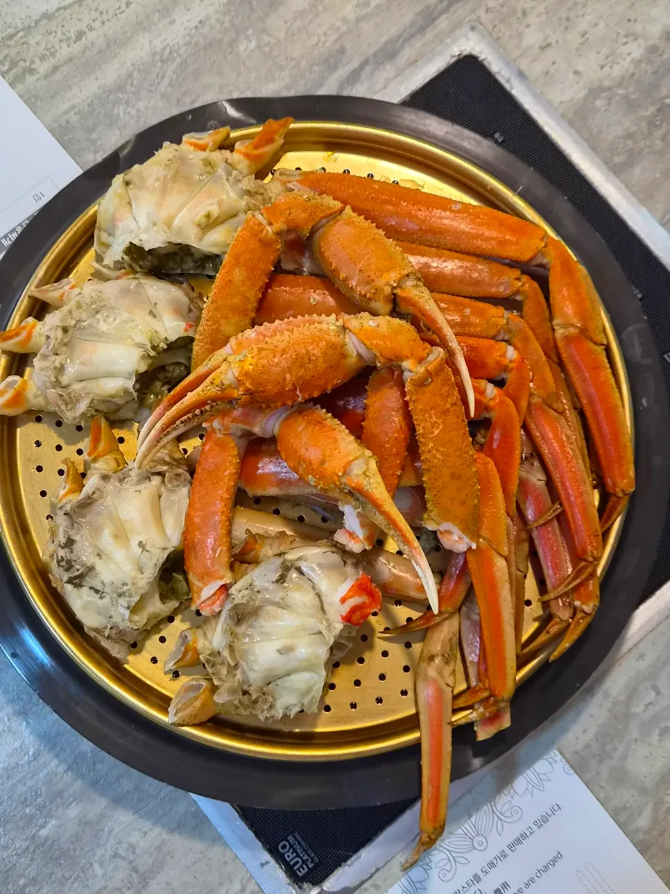 A full spread of steamed crab fresh from the steamer
