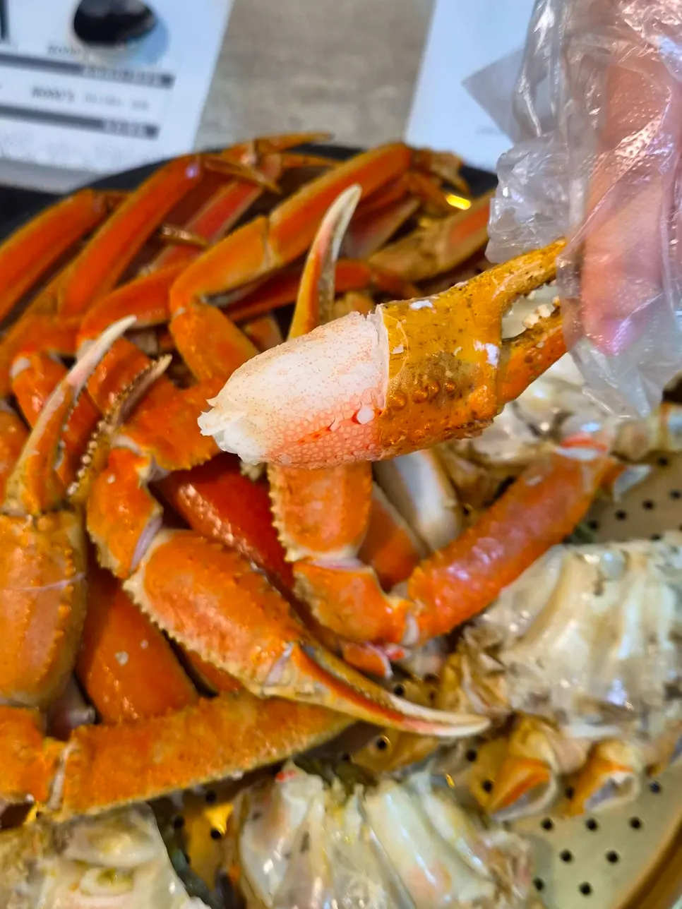Crab legs cleaned and ready to eat