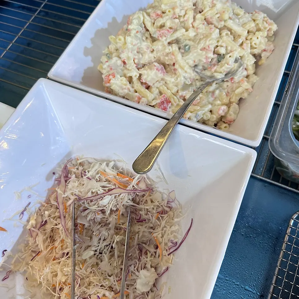 A plate of food brought from the self-serve bar