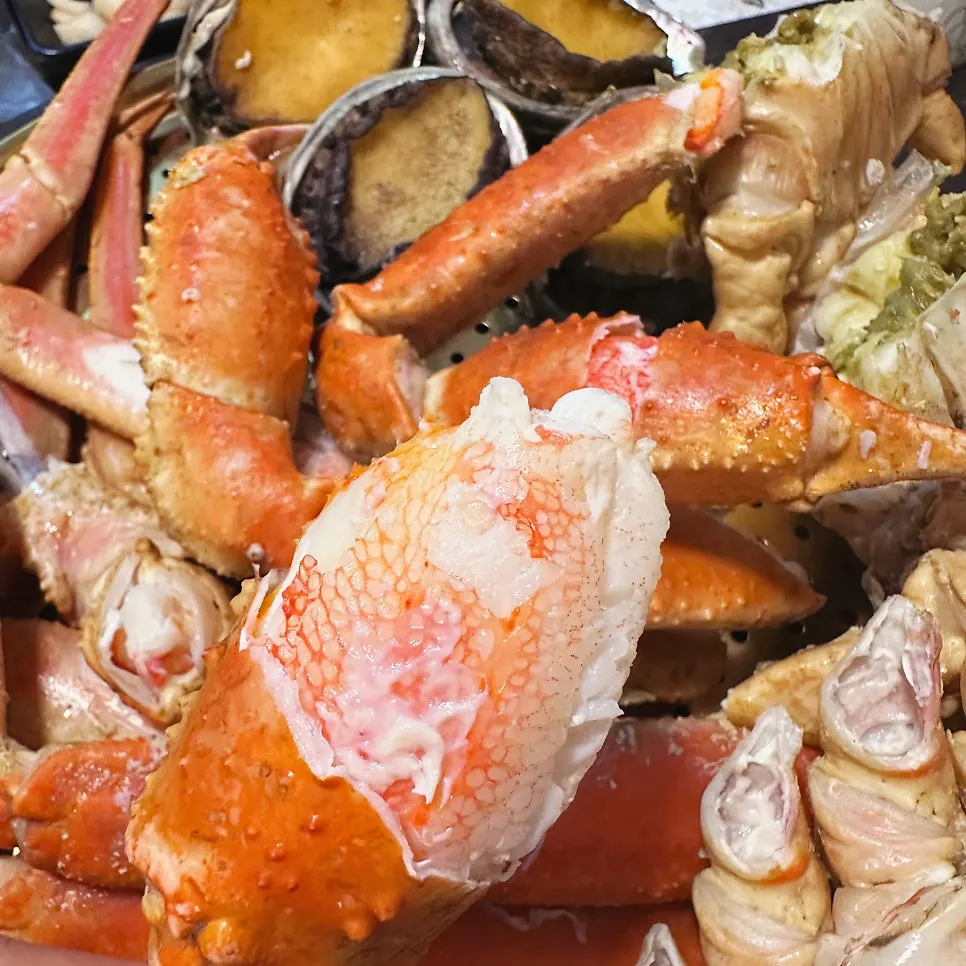 The crab table after finishing the meal