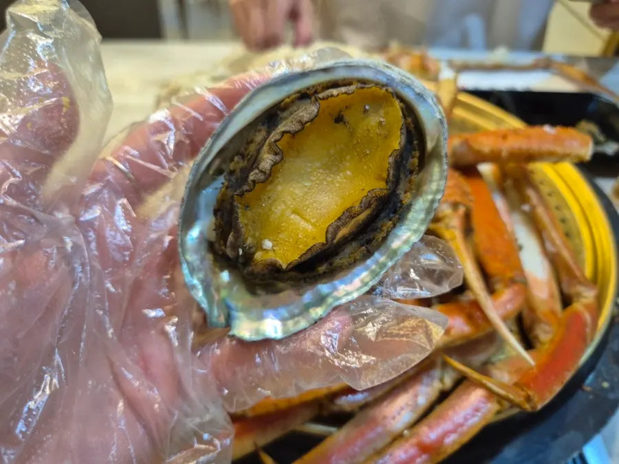 Crab meat mixed into the shell's guts