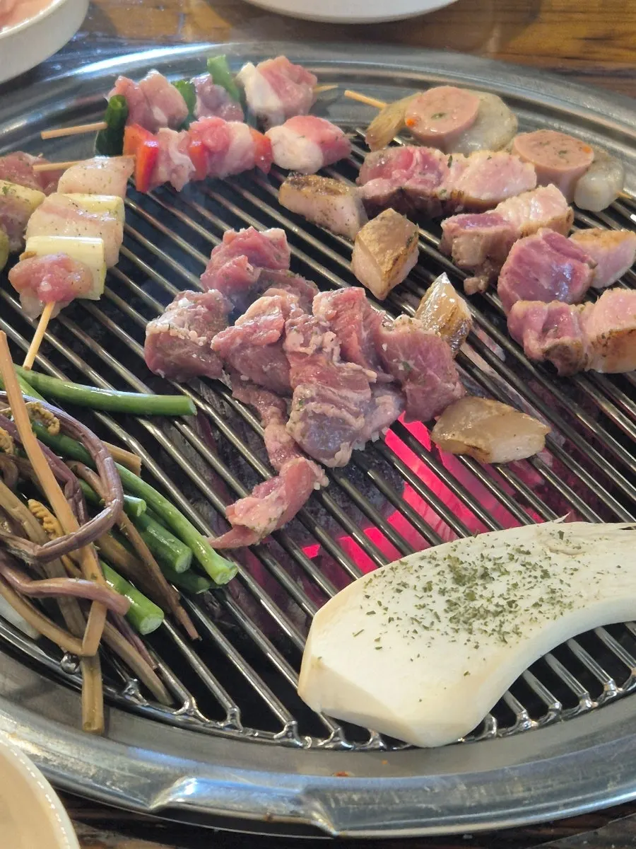 The signature 2-person meat set with 2 types of skewers