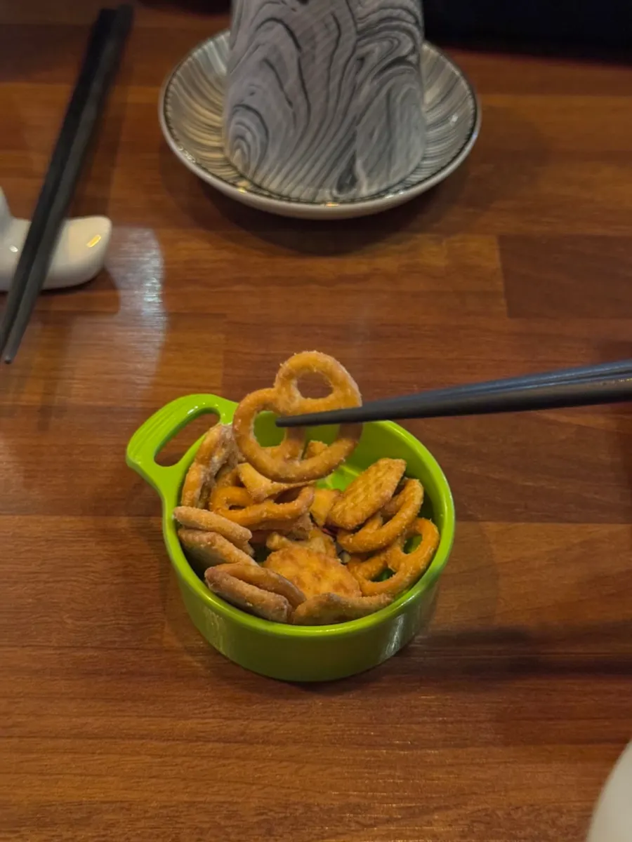 Pretzel sticks served as a table snack