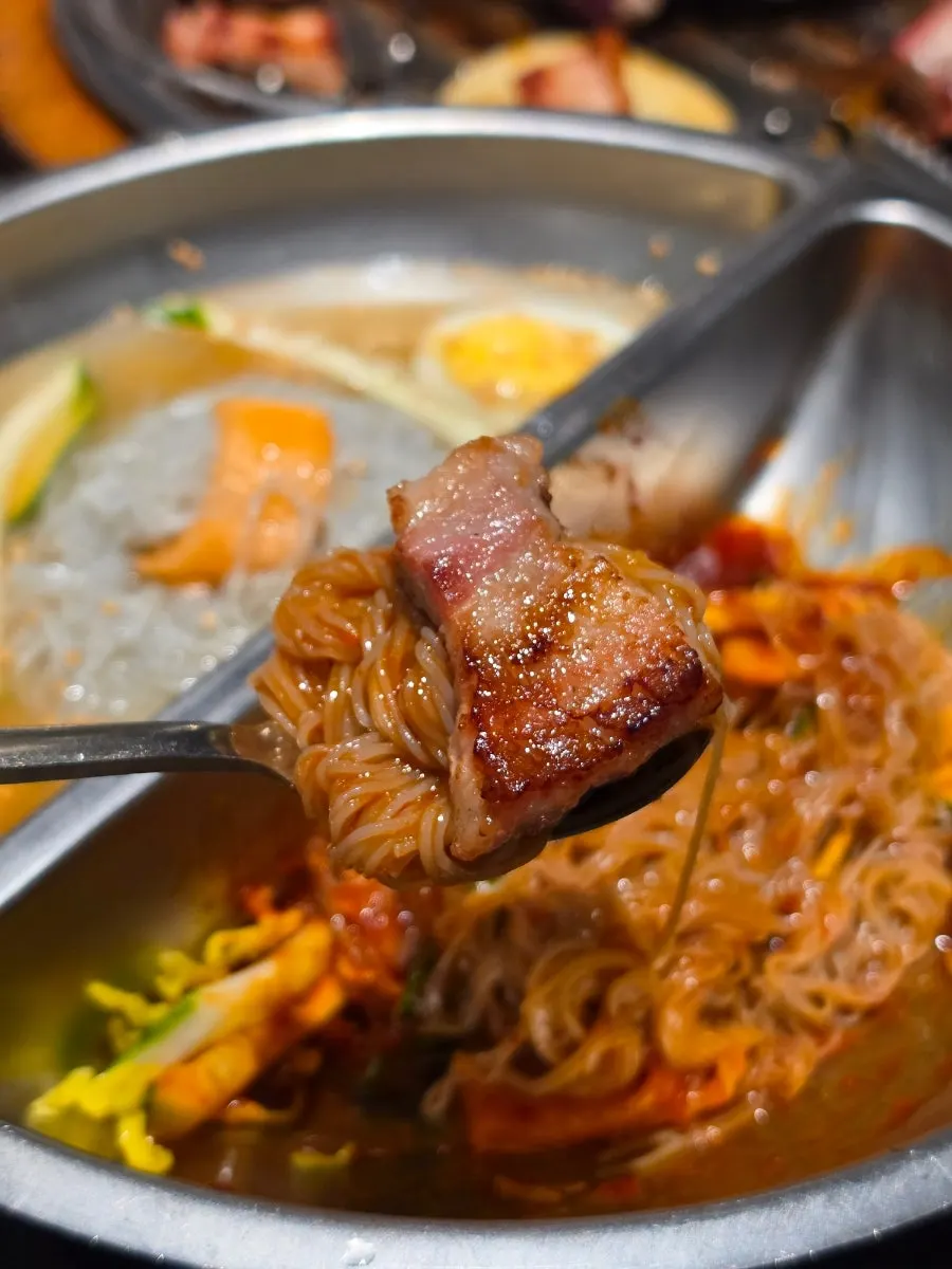 Emptied naengmyeon bowl at the end of the meal