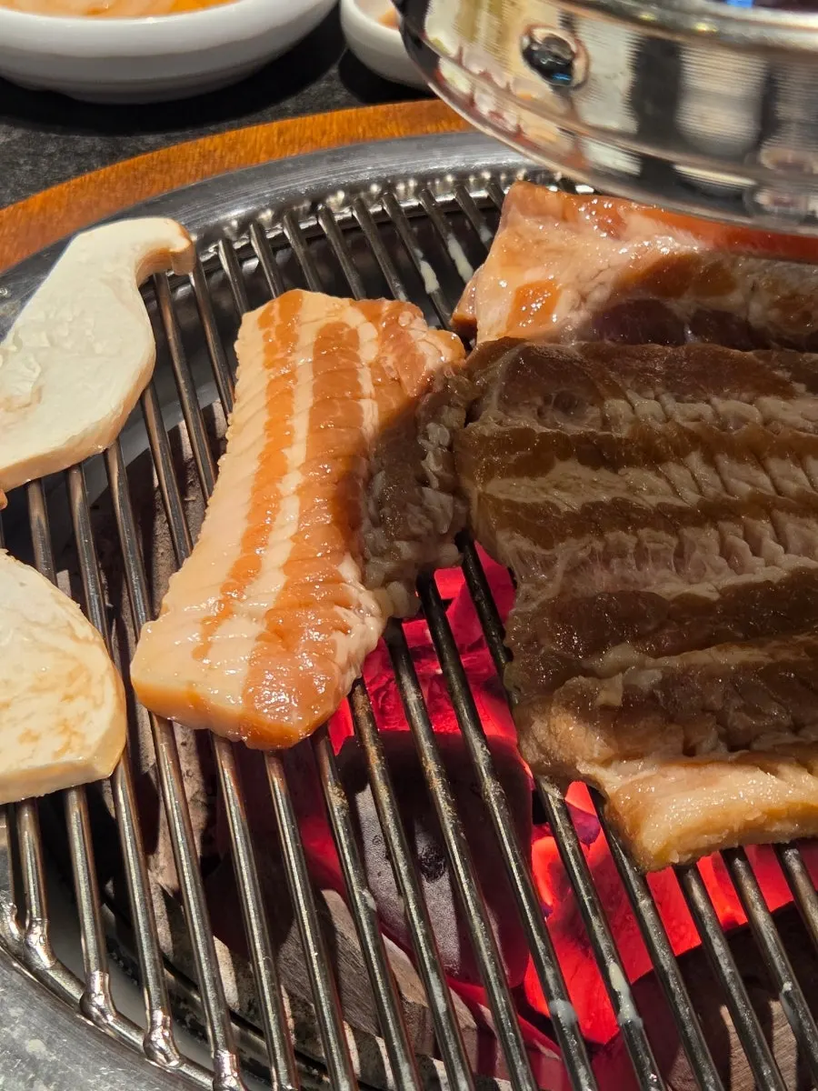 Marinated pork ribs on the grill