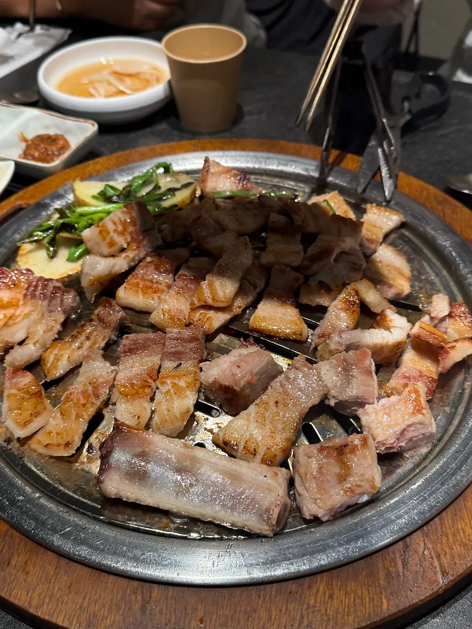 A platter of marinated pork galbi soaked in sauce