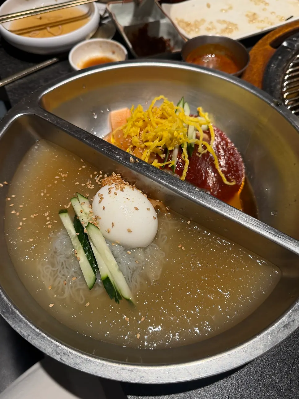Half-and-half naengmyeon ordered to finish the meal