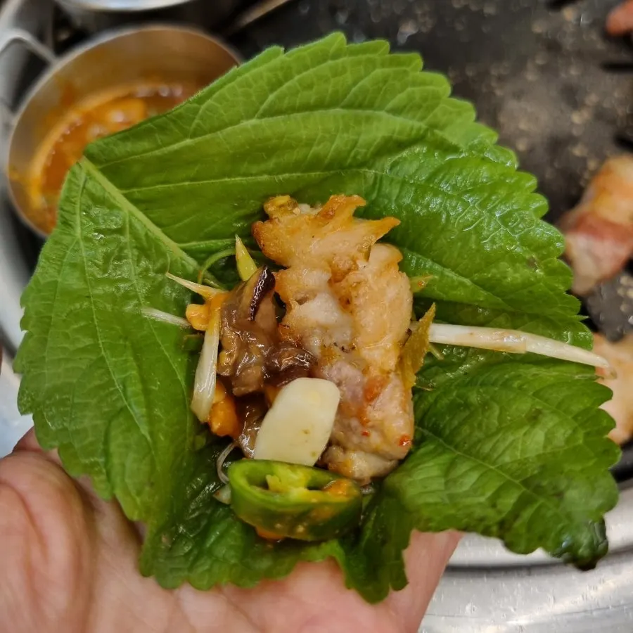Flower pork belly grilling on the pan