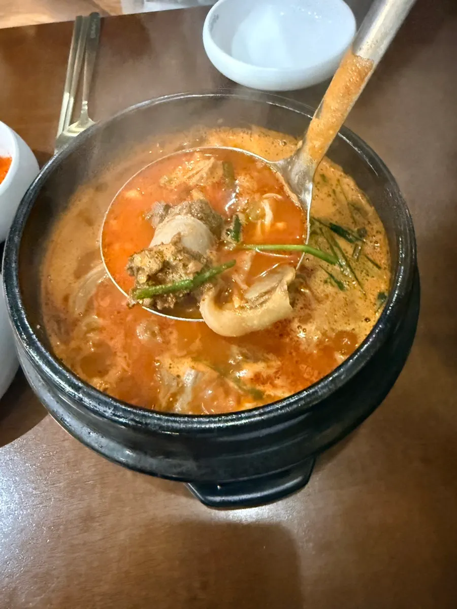 김이 오르는 해장술국 클로즈업
