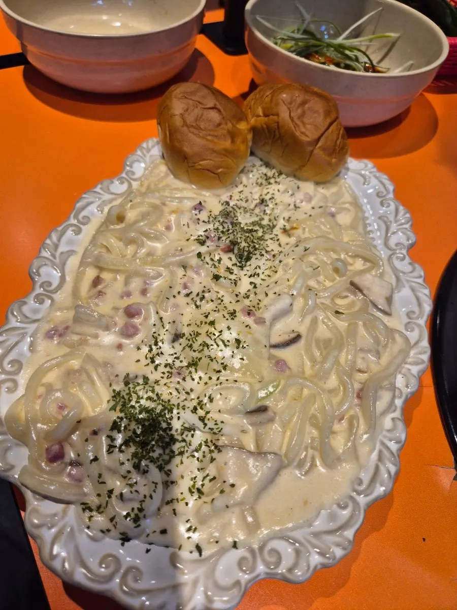 Geumja Cheongyang Cream Udon served as part of the set