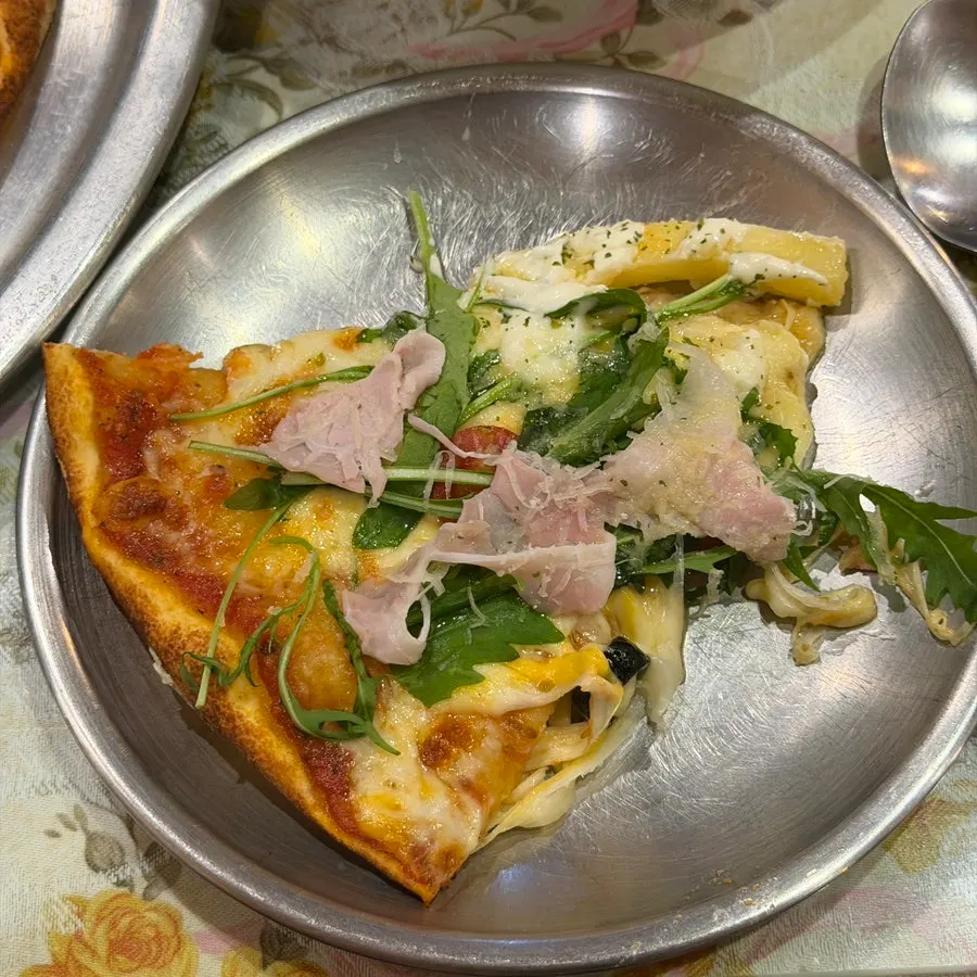Half-and-half pizza made with house-made dough