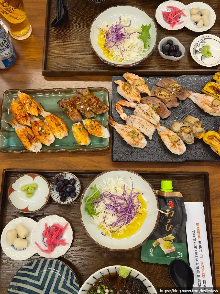 The flame sushi set for two, fully plated