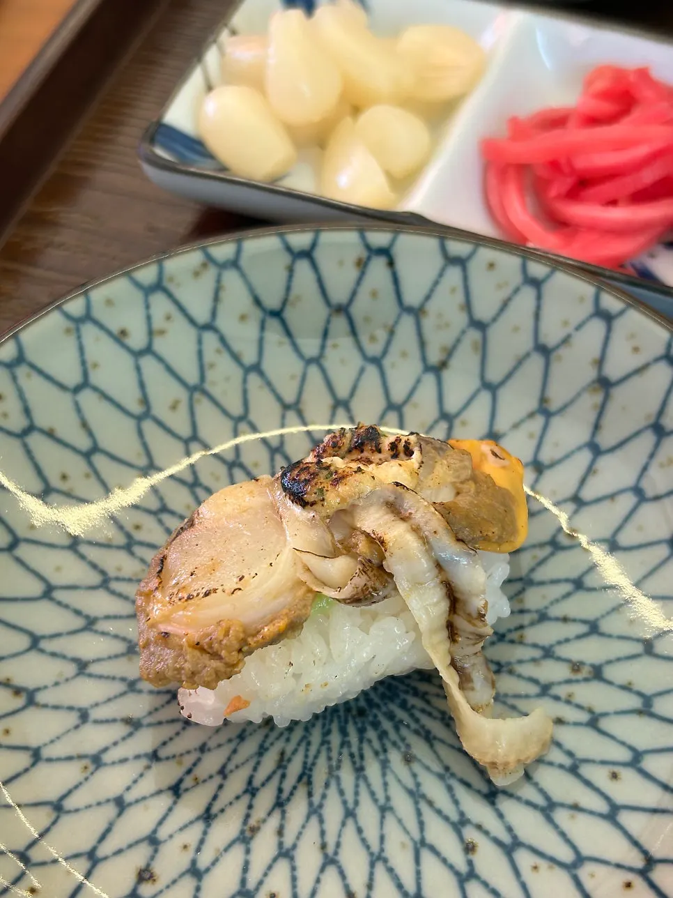 Eating sushi together with the side dishes