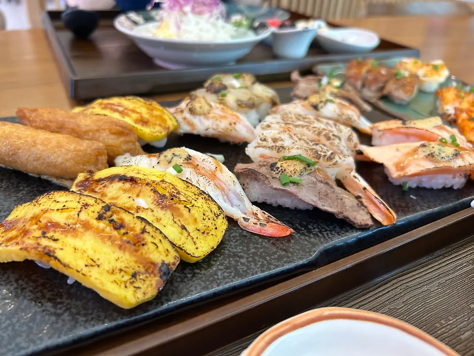 The sushi set finished off during a two-person lunch