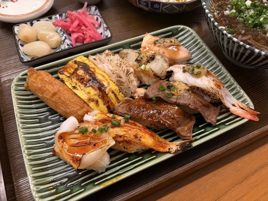 10 pieces of sushi from Sushi Hwa's flame-seared sushi set
