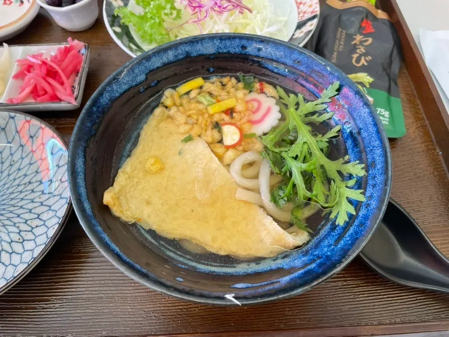 Salad topped with yuzu sauce