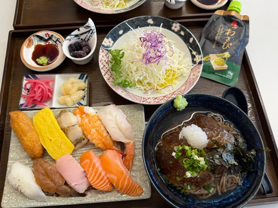 Sushi Hwa's sushi set laid out on the table