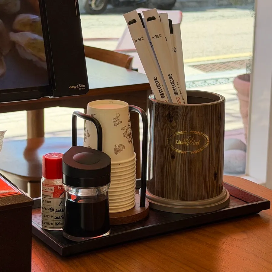 Basic table setting with chopsticks and sushi soy sauce