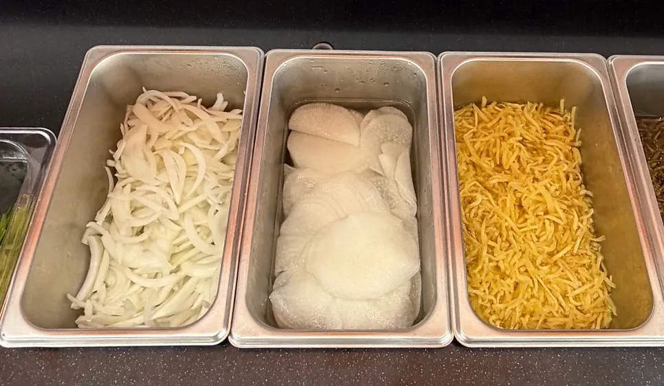 Self-serve bar where you can grab more side dishes