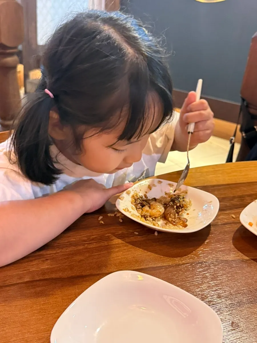 The kids' shrimp fried rice ordered as an add-on