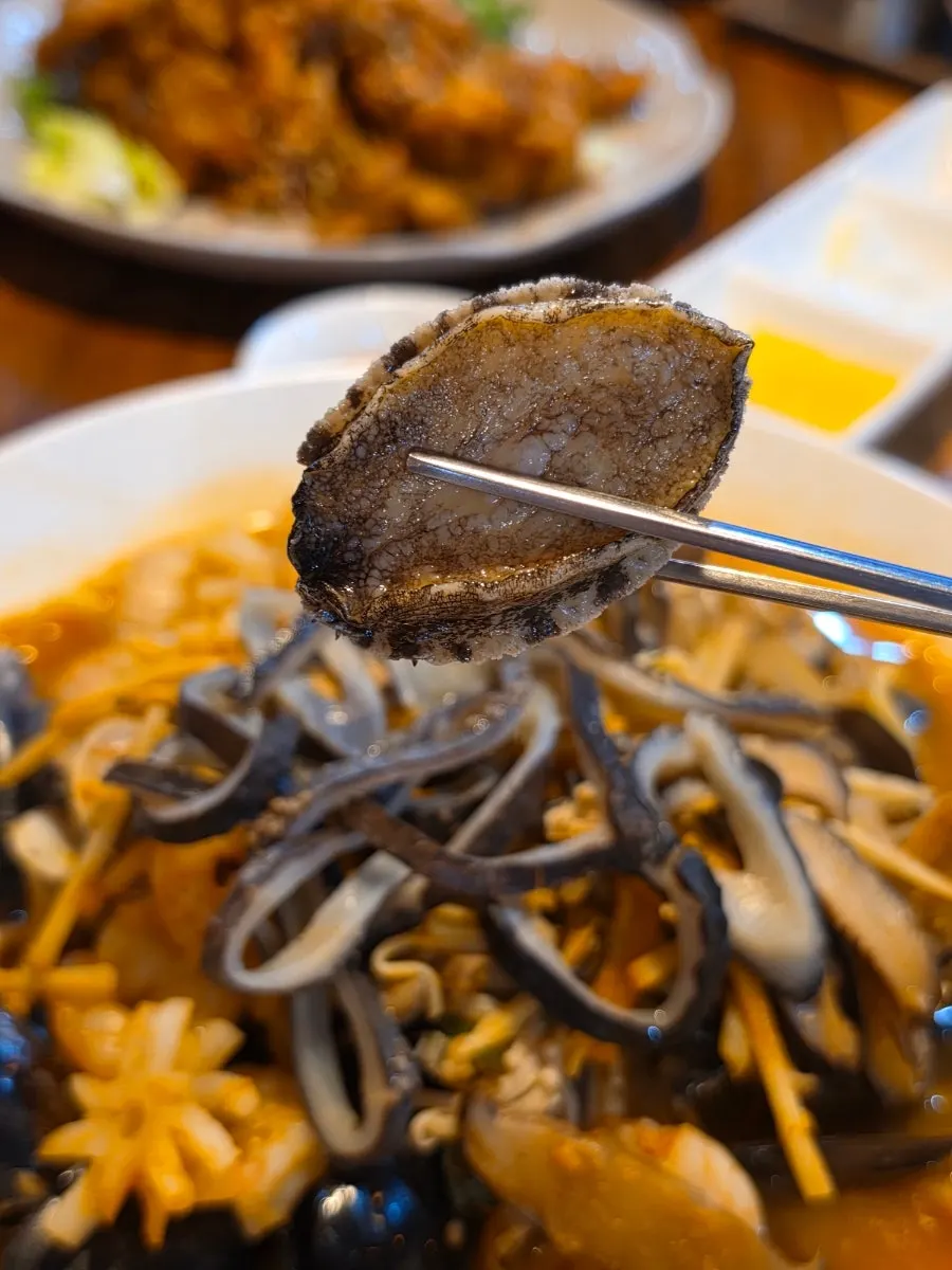 Close-up of the sweet and spicy kkanpunggi sauce