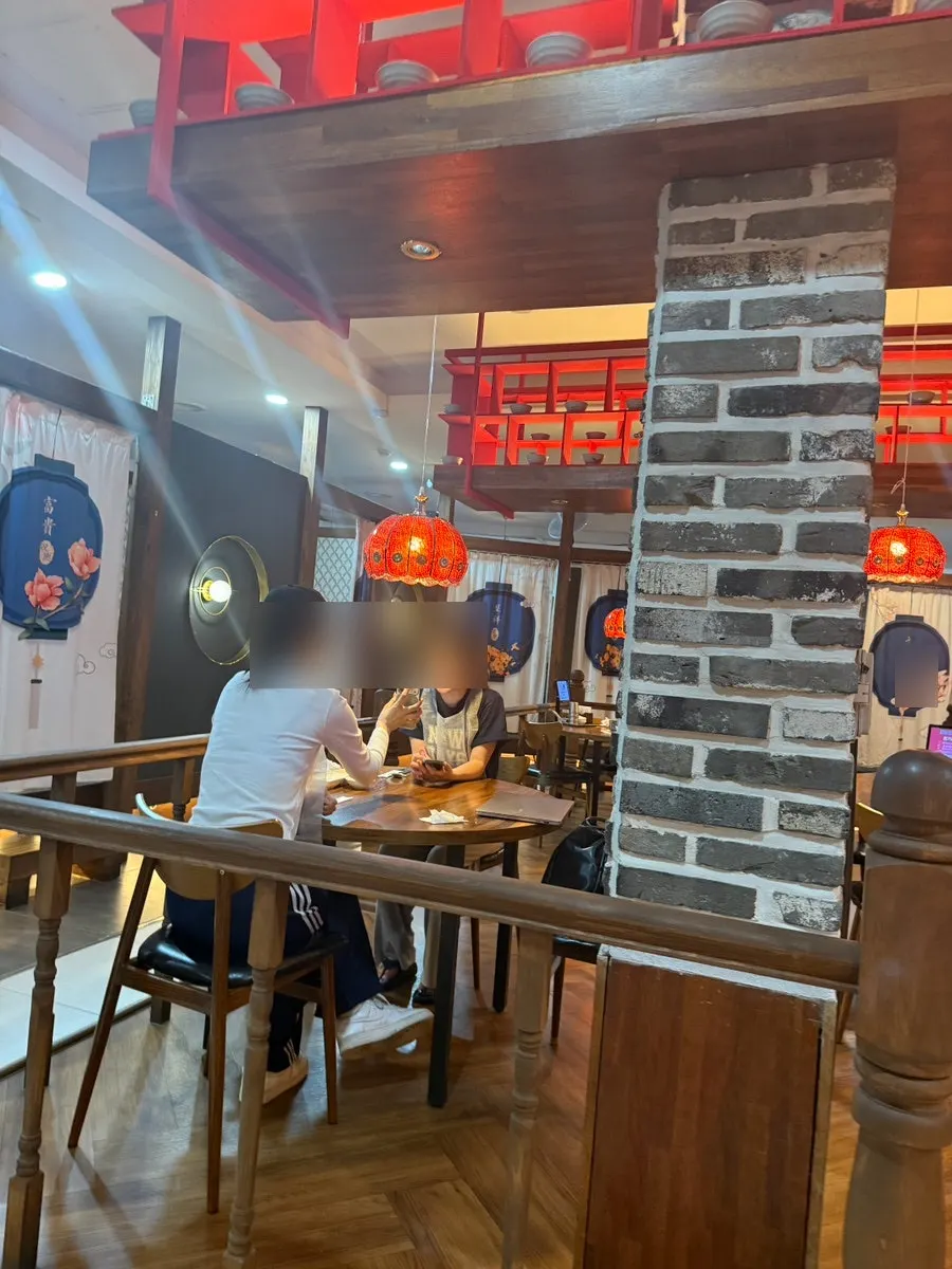 Spacious, clean dining hall at Dongbaek