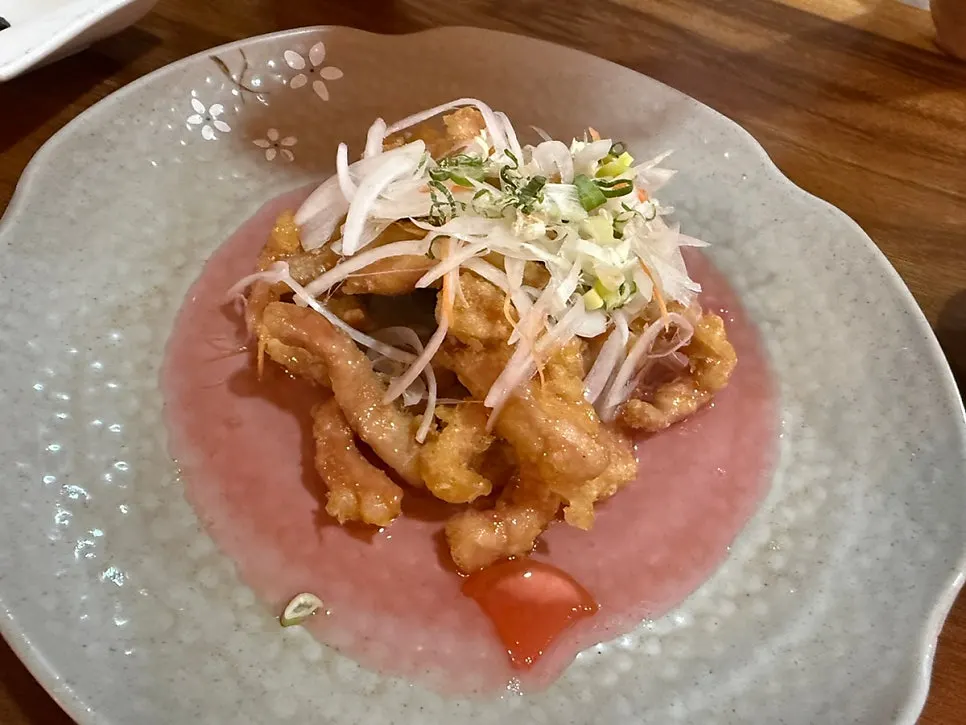 A plate of Dongbaek's fresh sirloin tangsuyuk