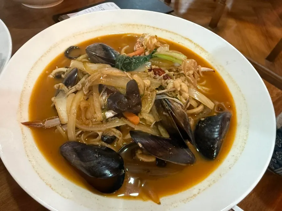 Seafood jjamppong packed with seafood