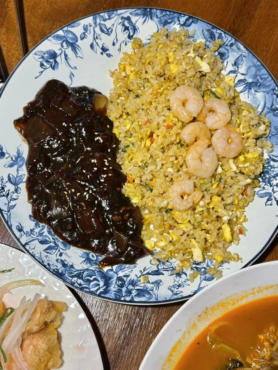A plate of Dongbaek's shrimp fried rice