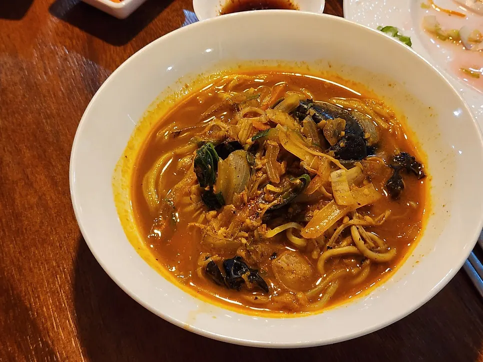 Dongbaek's jjajangmyeon topped with rich sauce
