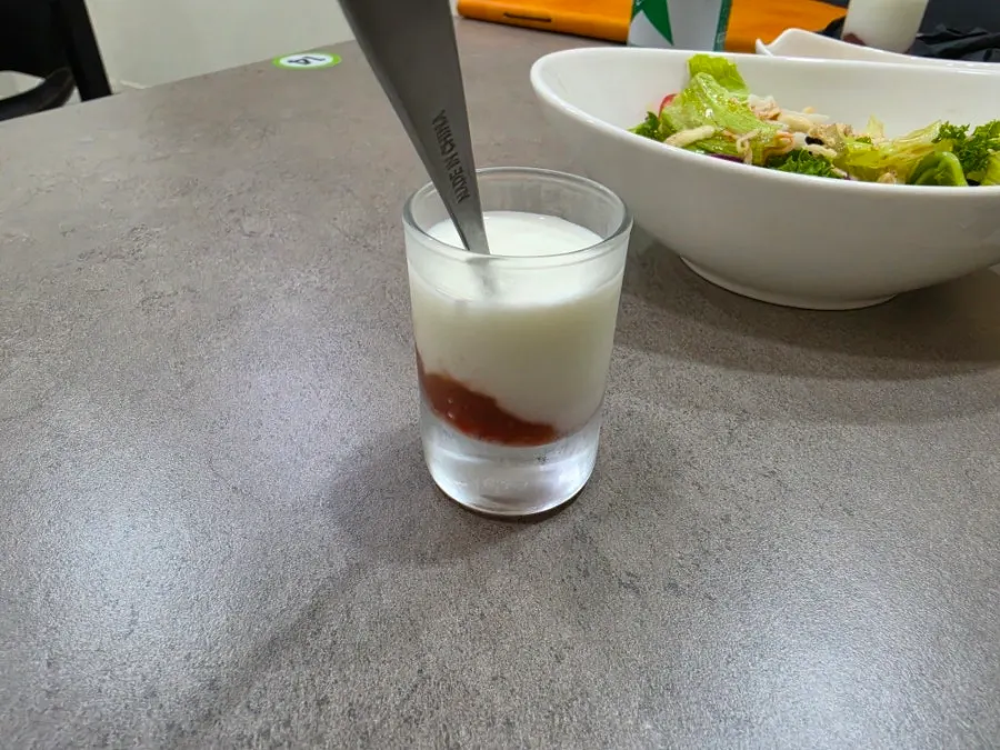Strawberry yogurt served as dessert