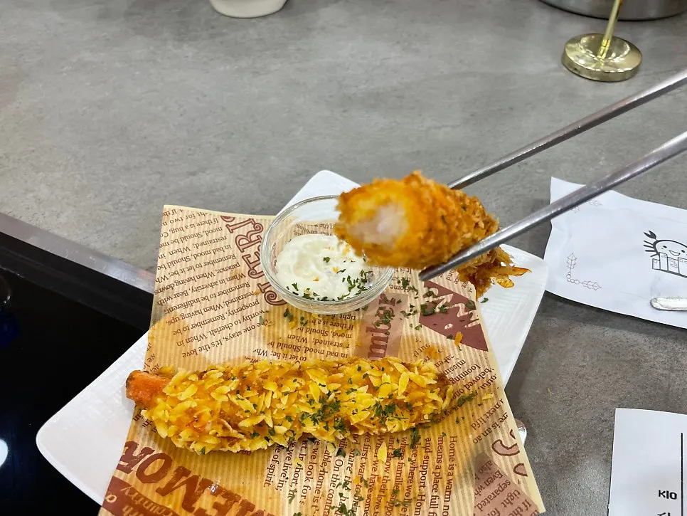 Sweet shrimp, shrimp sushi, and fried side dishes