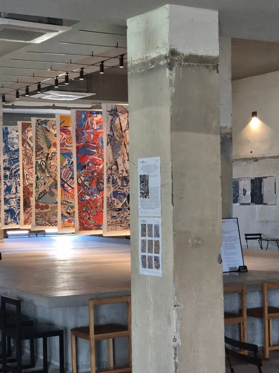 Complex cultural café with books and exhibitions
