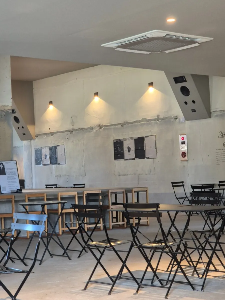 Café space with generously spaced tables