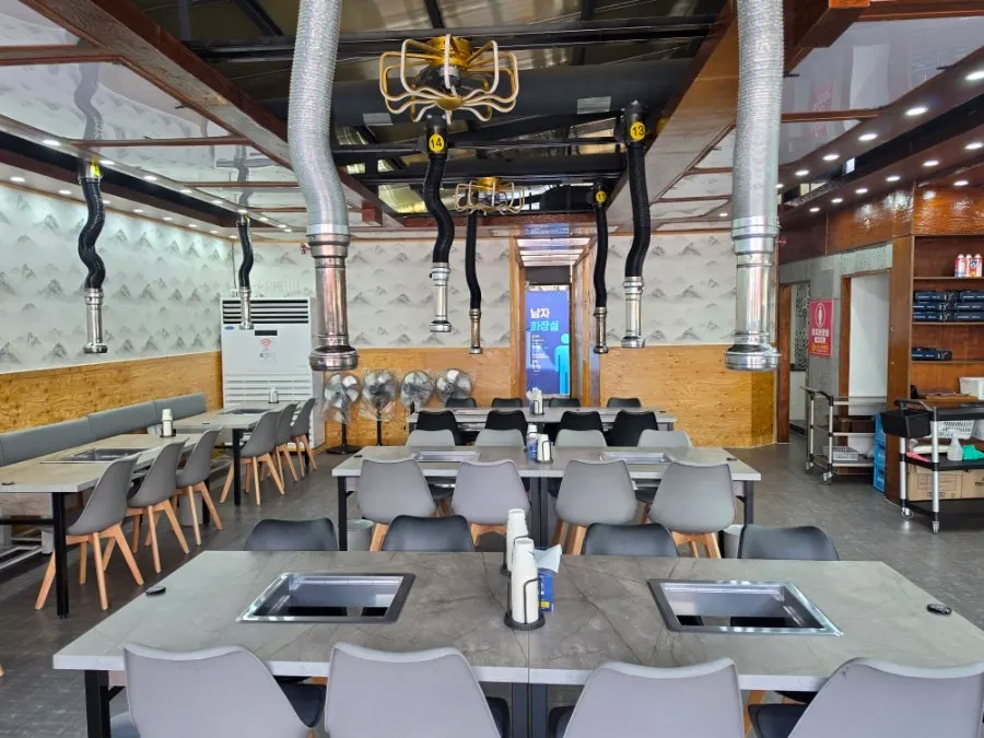 Quiet dining hall during early evening