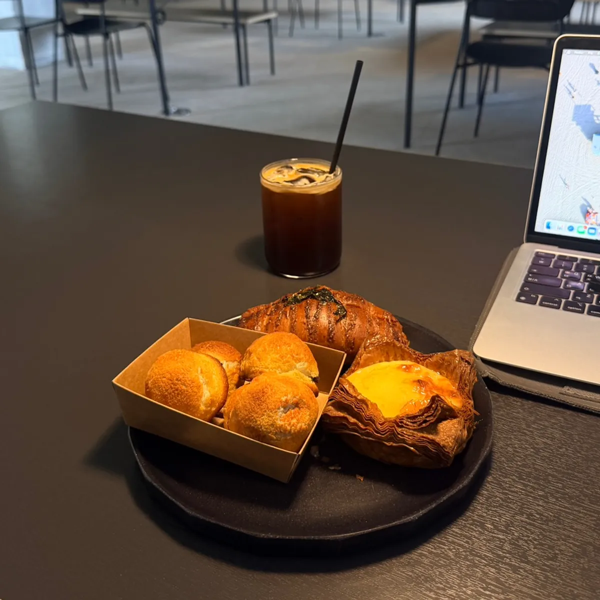 Coffee and bread on the table at Peer a Peer