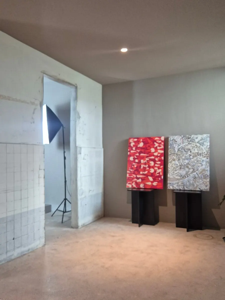 Artwork on display inside the café