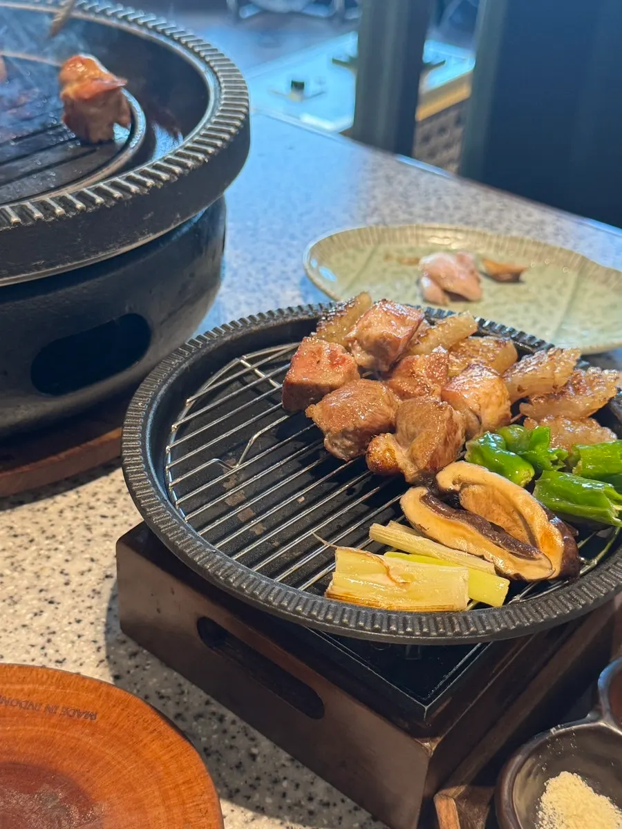 Close-up of juicy grilled pork