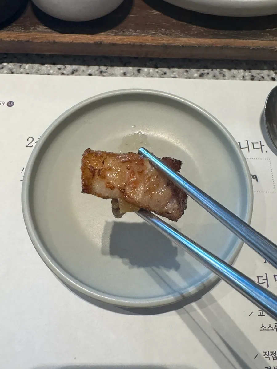 A bite of meat with grilled mushrooms and vegetables
