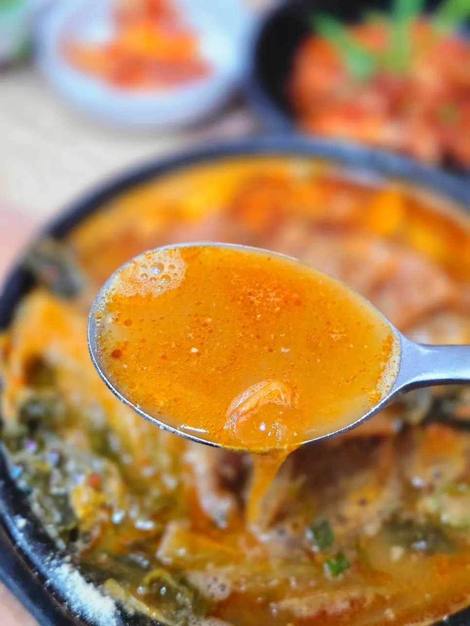 Deep, rich broth of the pork bone soup