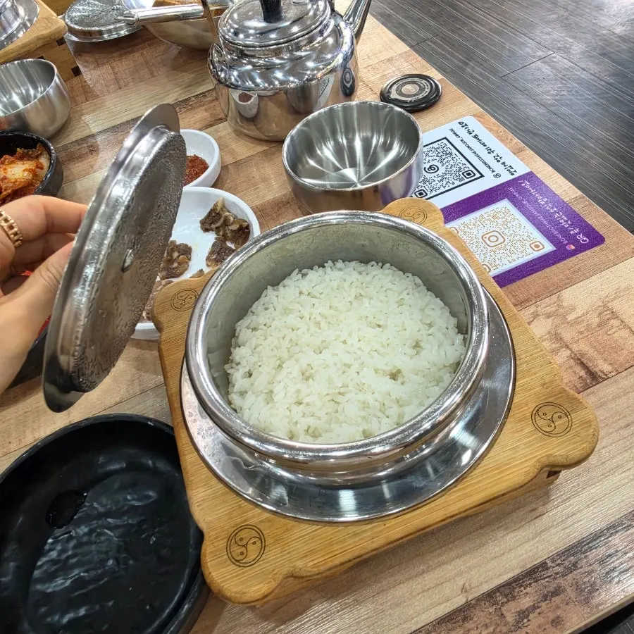 Gamjatang hot pot set on the table burner