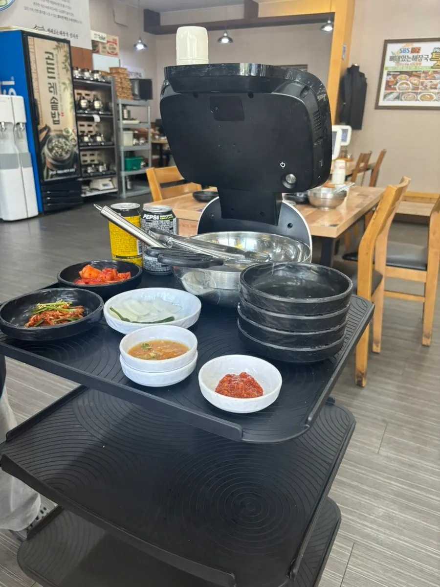 Two-person set table setting with basic side dishes