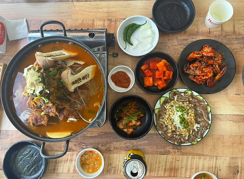 A generously filled pot of gamjatang