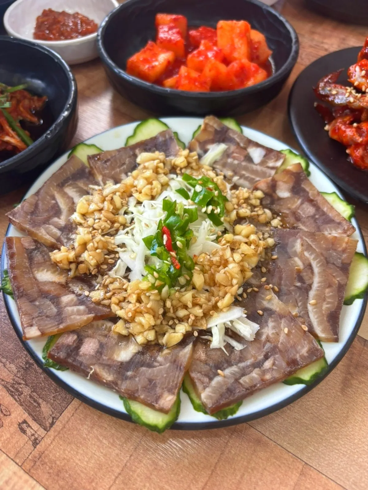 A bowl of gamjatang with glass noodles added