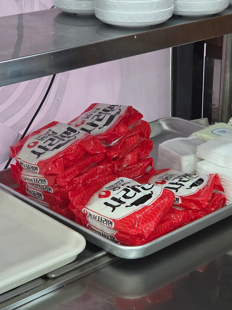 Instant noodles available at the self-serve bar