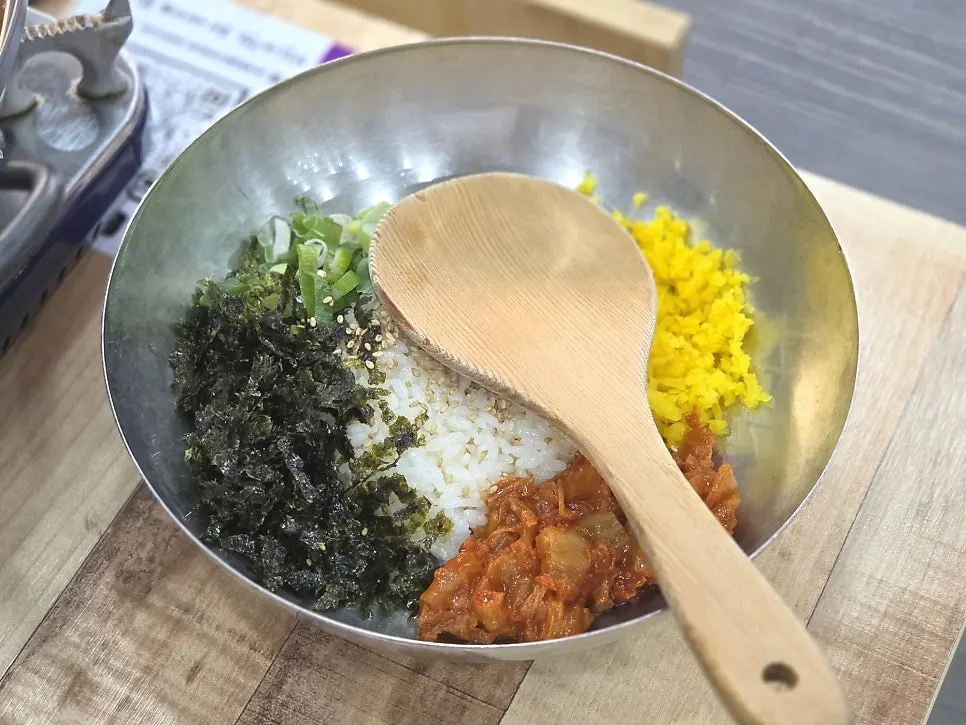 Ingredients set up for self-fried rice