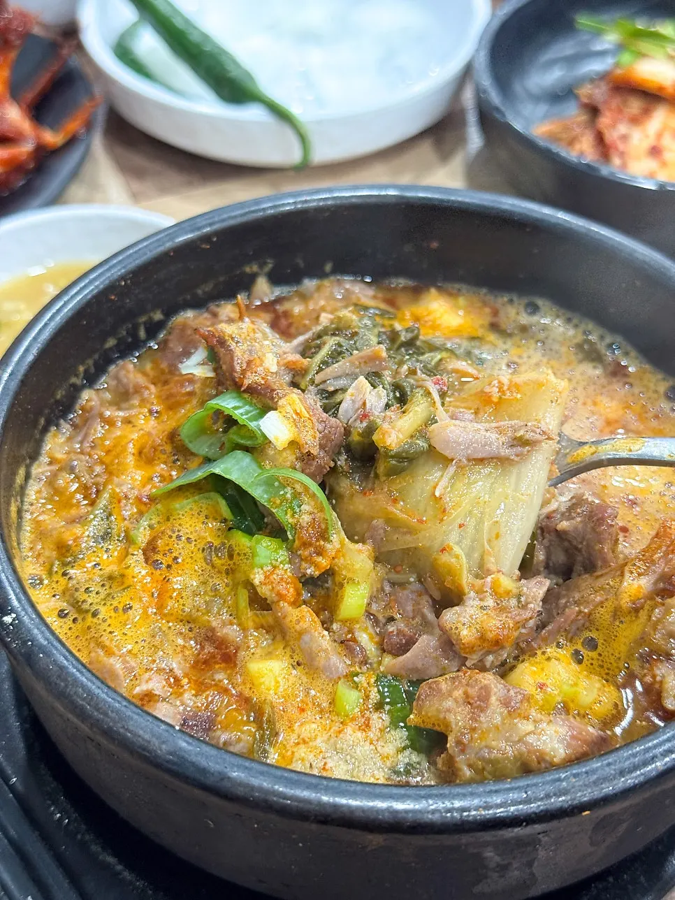 Boneless haejangguk with the meat already off the bone